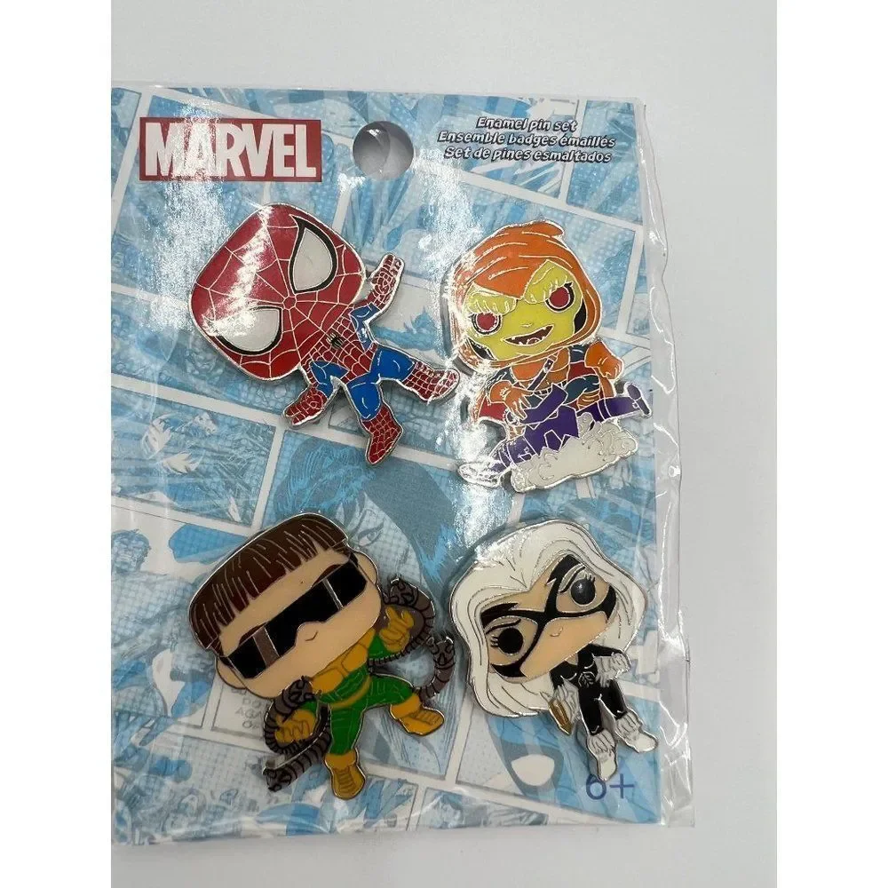 Brand New Funko Pop Pin Set of 4 Spiderman Animated Target Exclusive Enamel Pins